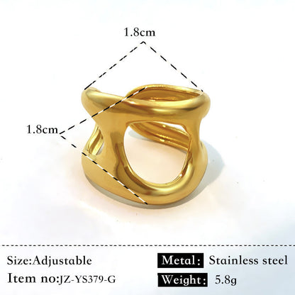 Simple Glossy Stainless Steel 18K Gold Plated Ring