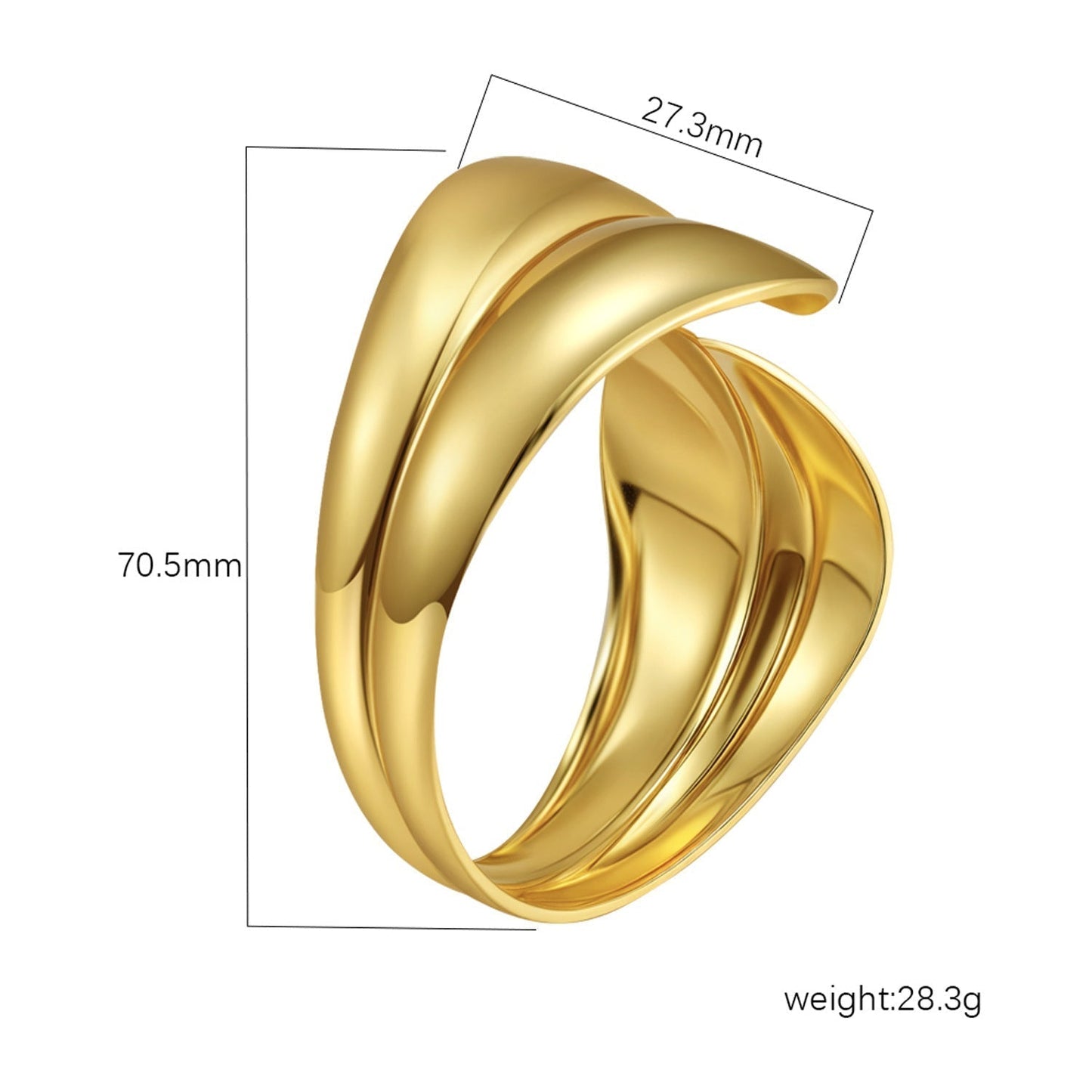 Chic Women's Open-End Stainless Steel C-Shaped Cuff Bracelet