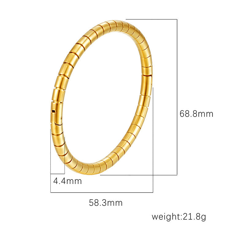 Chic Women's Open-End Stainless Steel C-Shaped Cuff Bracelet