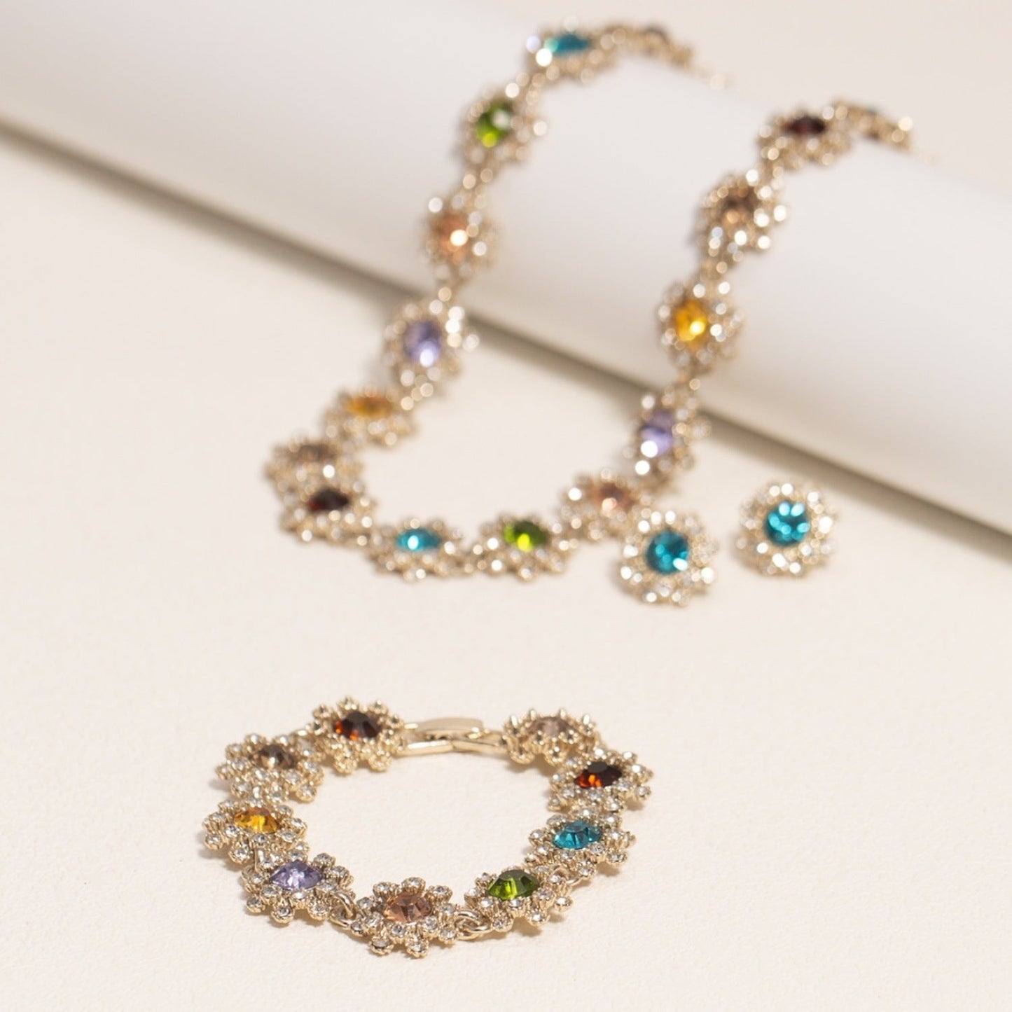 Chic Women's Colorful Crystal Rhinestone Jewelry Set