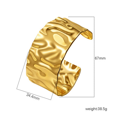 Chic Women's Open-End Stainless Steel C-Shaped Cuff Bracelet