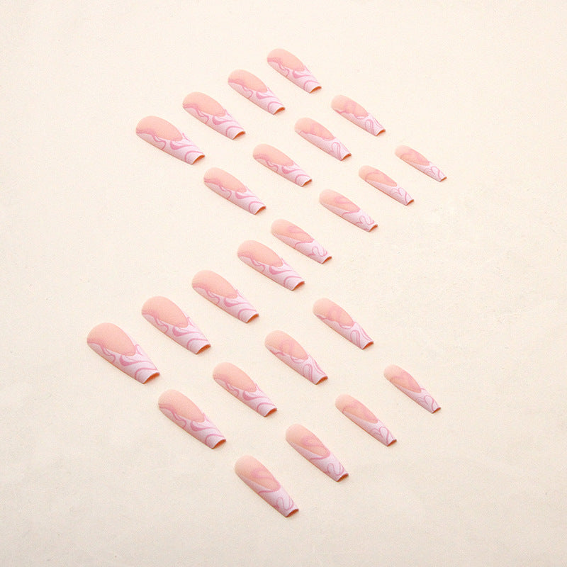 Cute Heart and Stripe Pattern Fake Nails