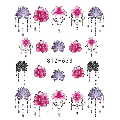 Butterfly Flower Nail Art Water Transfer Tattoo