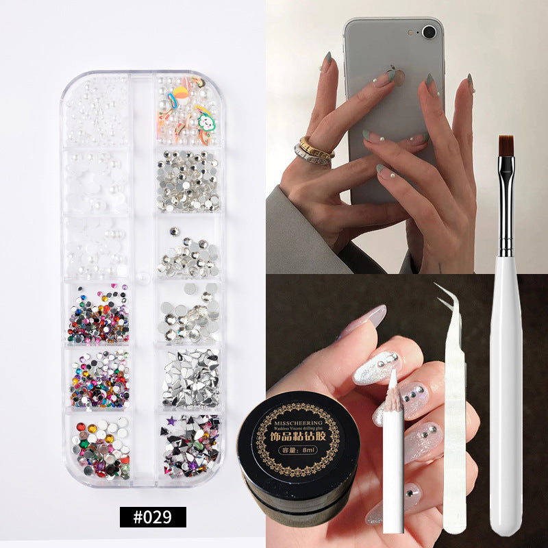 Mixed Box Nail Decorations: Metal Rivets & Rhinestones