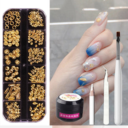 Mixed Box Nail Decorations: Metal Rivets & Rhinestones