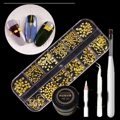 Mixed Box Nail Decorations: Metal Rivets & Rhinestones
