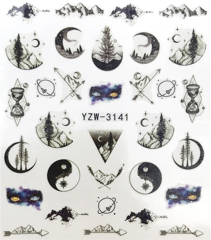 Spooky Seahorse & Autumn Maple Nail Water Stickers