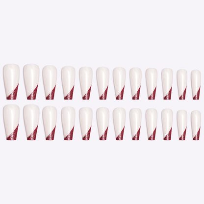Rose Gold French Manicure Long Ballet Fake Nails