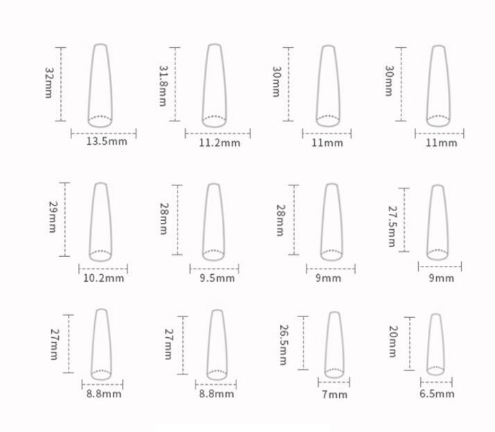 Luxury Long Ballerina Fake Nails: French & Rhinestone