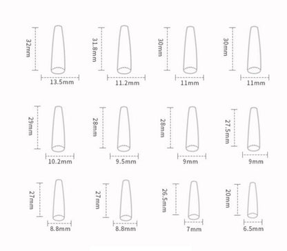 Luxury Long Ballerina Fake Nails: French & Rhinestone