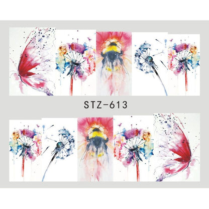 Butterfly Flower Nail Art Water Transfer Tattoo