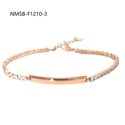 Diamond-Embedded Lettering Charm Bracelet