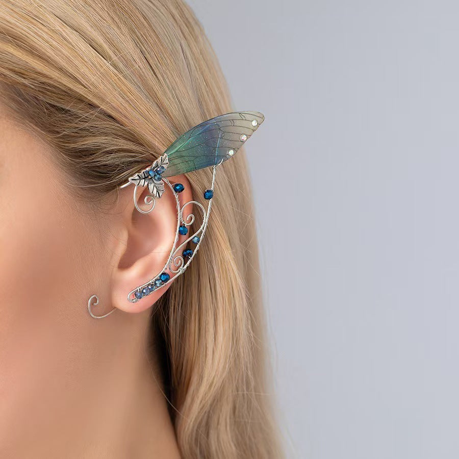 Elegant Women's Crystal Wing Non-Pierced Ear Cuff