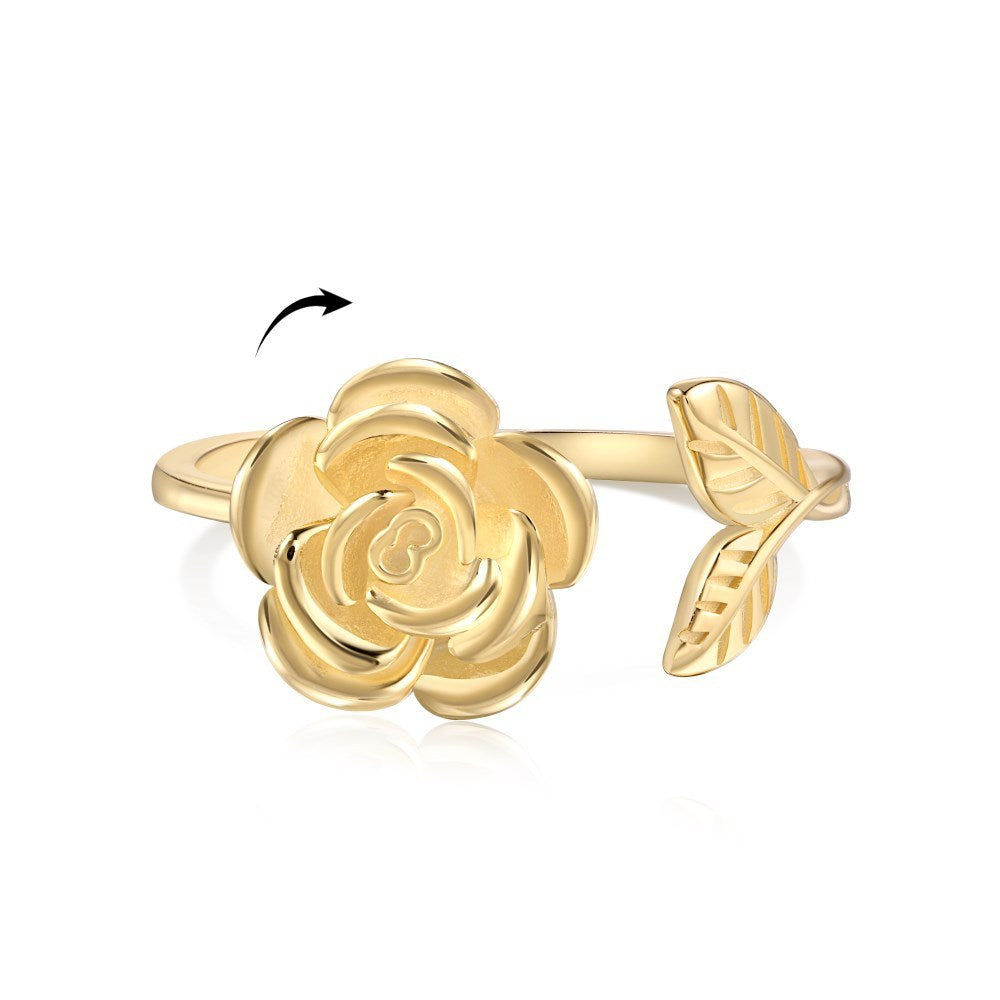 Sterling Silver Rotatable Flower Diamond Decompression Ring
