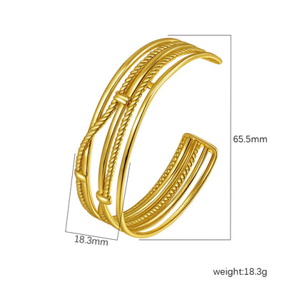 Chic Women's Open-End Stainless Steel C-Shaped Cuff Bracelet