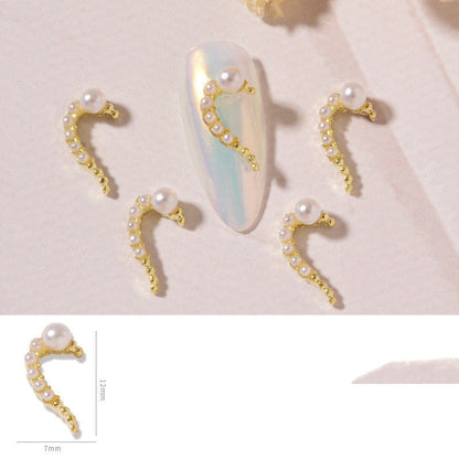 Rhinestone & Alloy Heart Nail Decoration Set