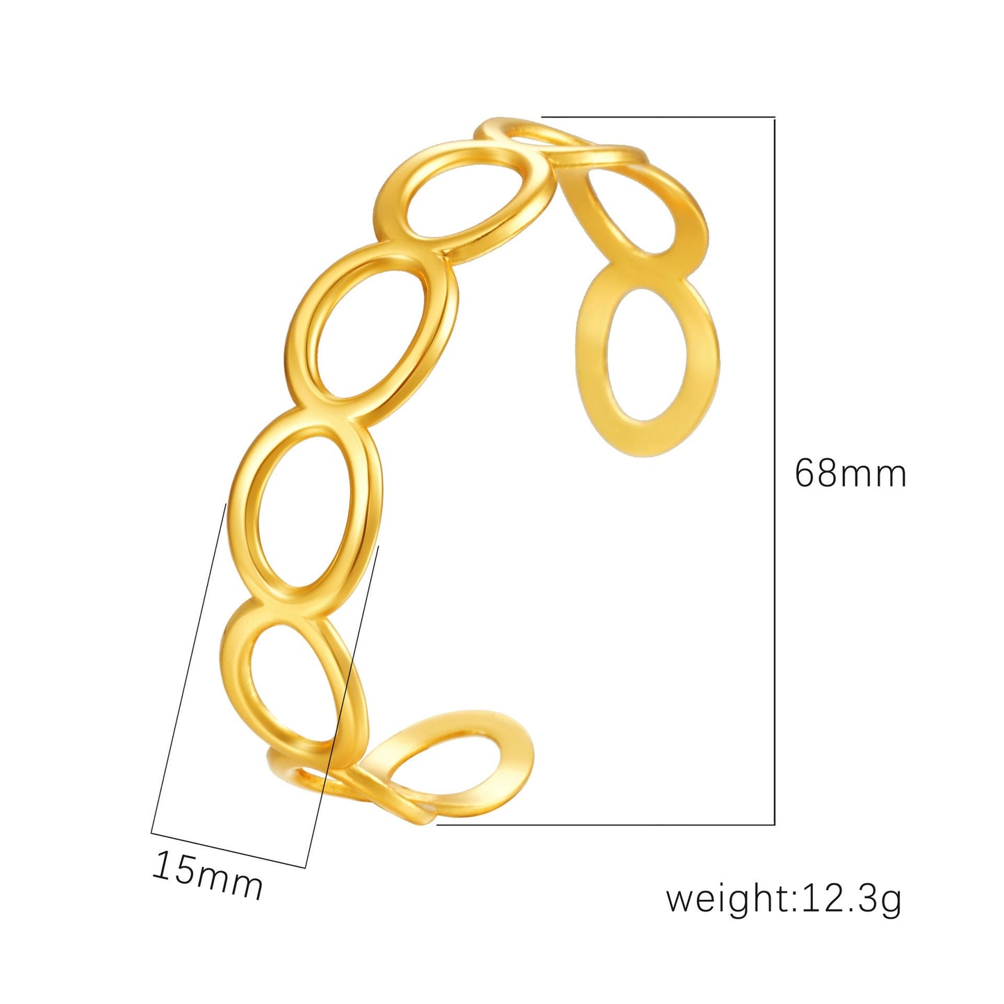 Chic Women's Open-End Stainless Steel C-Shaped Cuff Bracelet