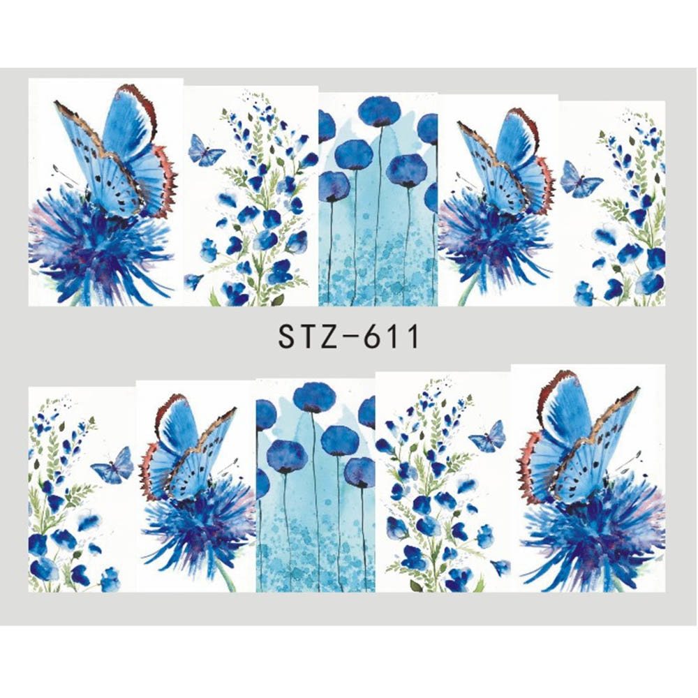 Butterfly Flower Nail Art Water Transfer Tattoo