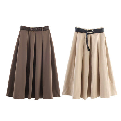 Elegant Belted Cape Sleeve Midi Dress