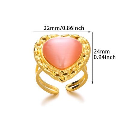 Chic Vintage Stainless Steel Heart Dangle Charm Ring