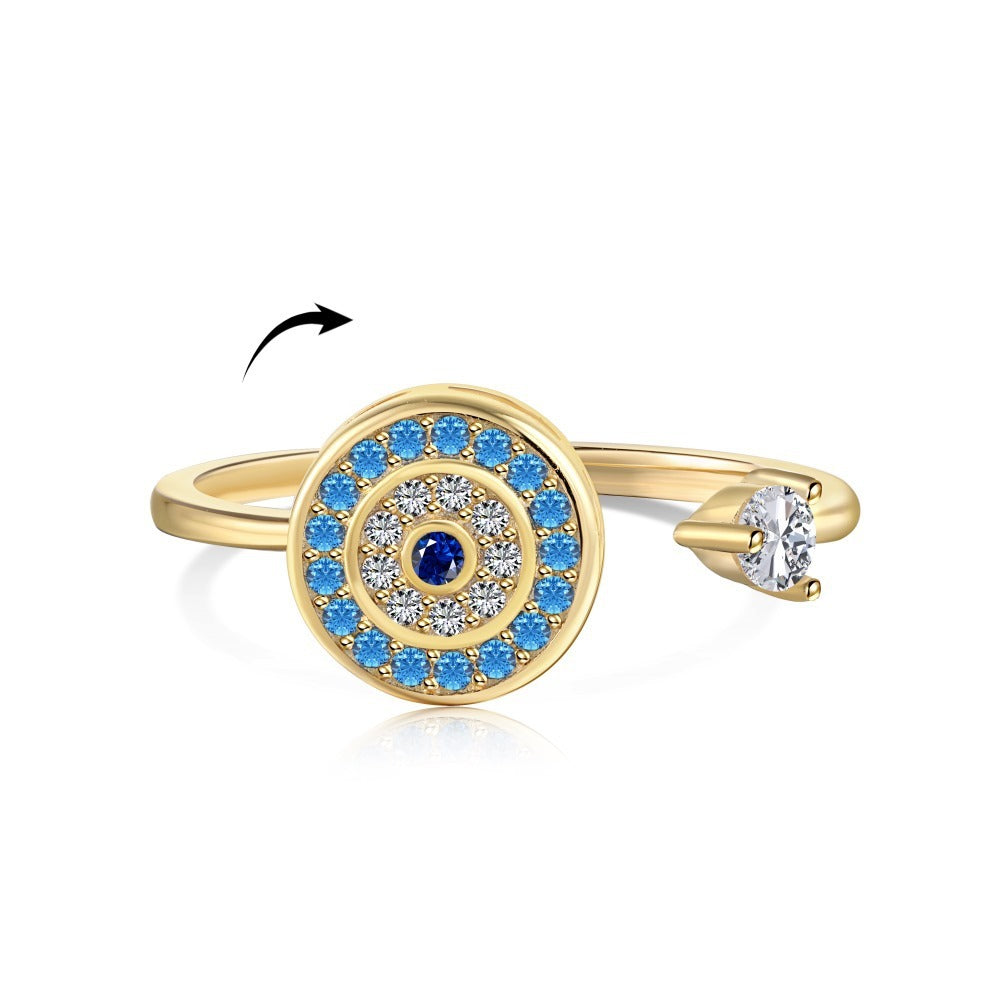 Sterling Silver Rotatable Flower Diamond Decompression Ring