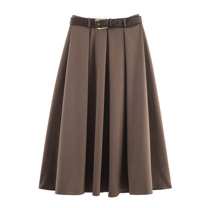 Elegant Belted Cape Sleeve Midi Dress