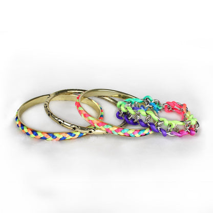 Women's 4-Pack Burnished Gold Tone & Woven Cord Bracelet Set