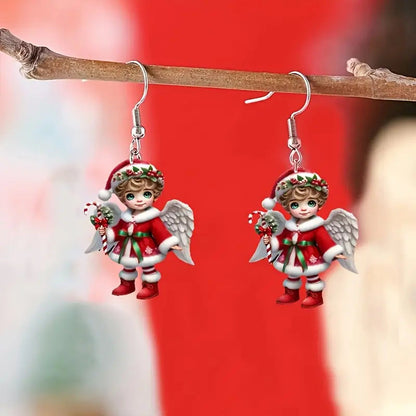 Acrylic Christmas Ornaments Little Angel Dangle Earrings