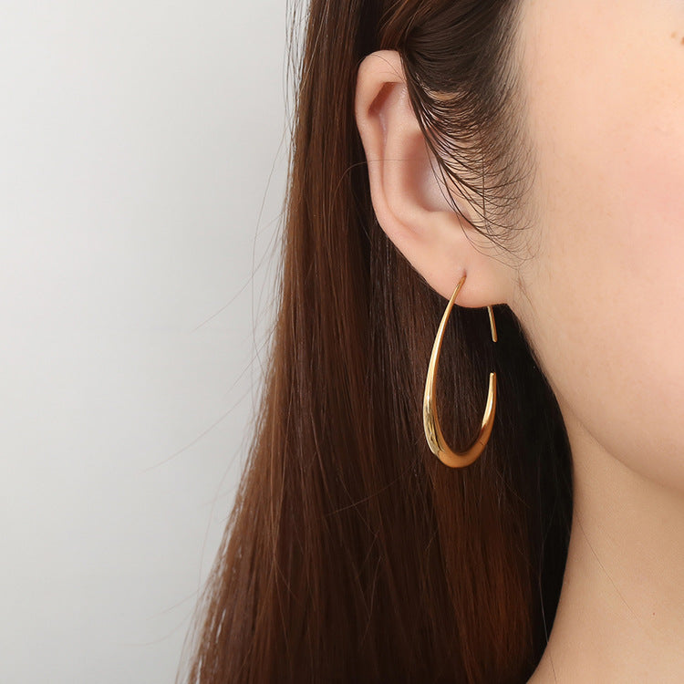 Women's Minimalist Frosty Finish Titanium Steel Egg Earrings
