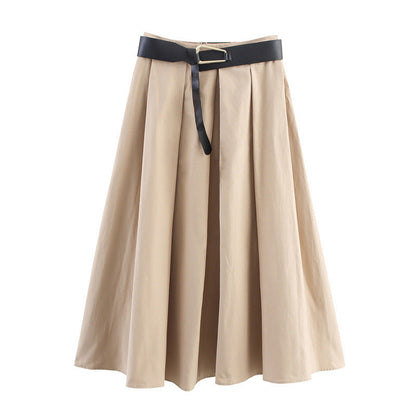 Elegant Belted Cape Sleeve Midi Dress