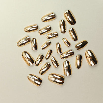 Wearable Gold Plated Full Cover Fake Nails