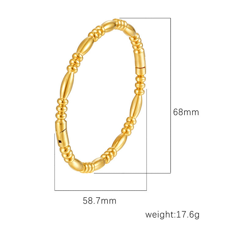 Chic Women's Open-End Stainless Steel C-Shaped Cuff Bracelet