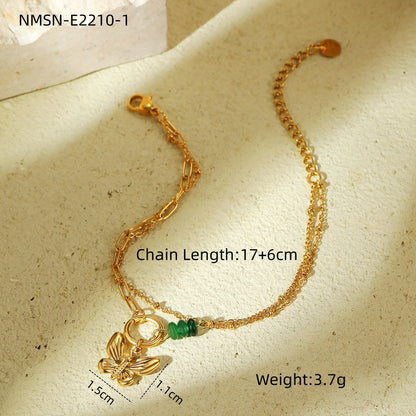 Durable Niche Ins Stainless Steel Natural Stone/Pearl Bangle