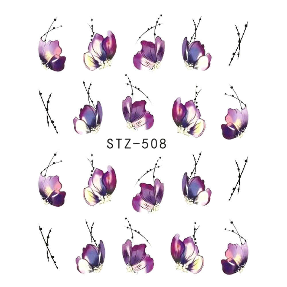 Butterfly Flower Nail Art Water Transfer Tattoo