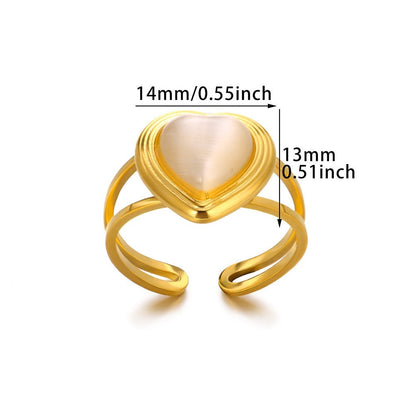 Chic Vintage Stainless Steel Heart Dangle Charm Ring