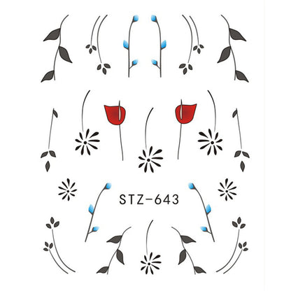 Butterfly Flower Nail Art Water Transfer Tattoo