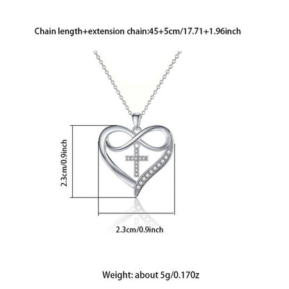 Minimalist Heart & Cross Design Necklace for Women