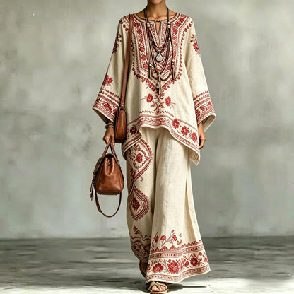 Women's Fashionable Loose-Fit Printed Long-Sleeve Set