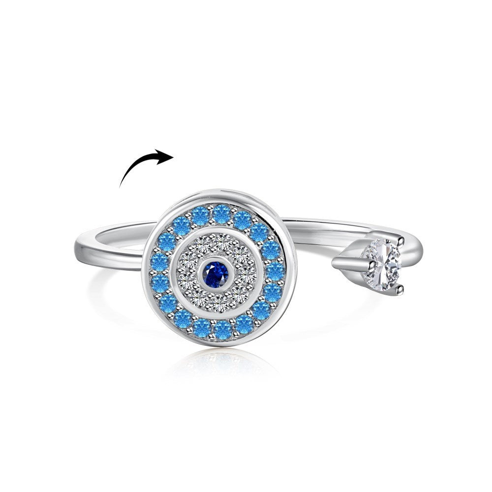 Sterling Silver Rotatable Flower Diamond Decompression Ring
