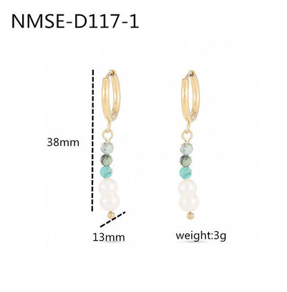 Women's All-Match Pearl Titanium Steel Dangle/Hoop Earrings