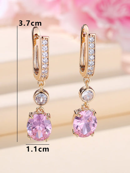 Elegant Women's Minimalist White Zircon Diamond Stud Earrings