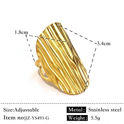 Simple Glossy Stainless Steel 18K Gold Plated Ring