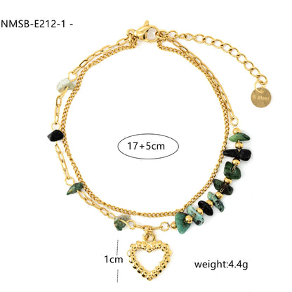 Durable Niche Ins Stainless Steel Natural Stone/Pearl Bangle