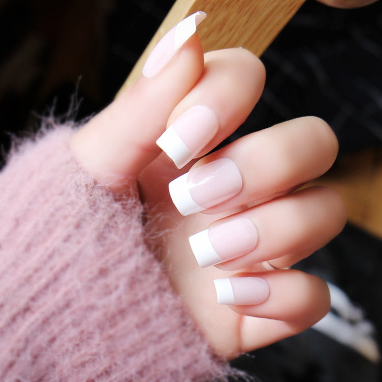 Full Set Long French Tip Press-On Nails