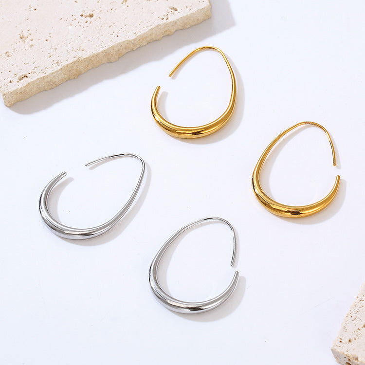 Women's Minimalist Frosty Finish Titanium Steel Egg Earrings
