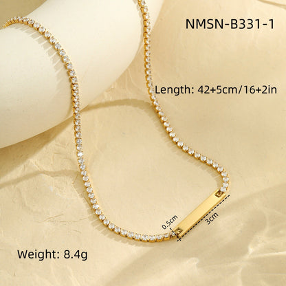 Diamond-Embedded Lettering Charm Bracelet
