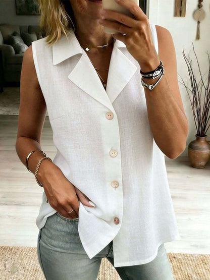 Women's Solid-Colored Sleeveless Fashionable Loose Vest Top