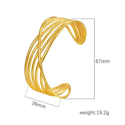 Chic Women's Open-End Stainless Steel C-Shaped Cuff Bracelet