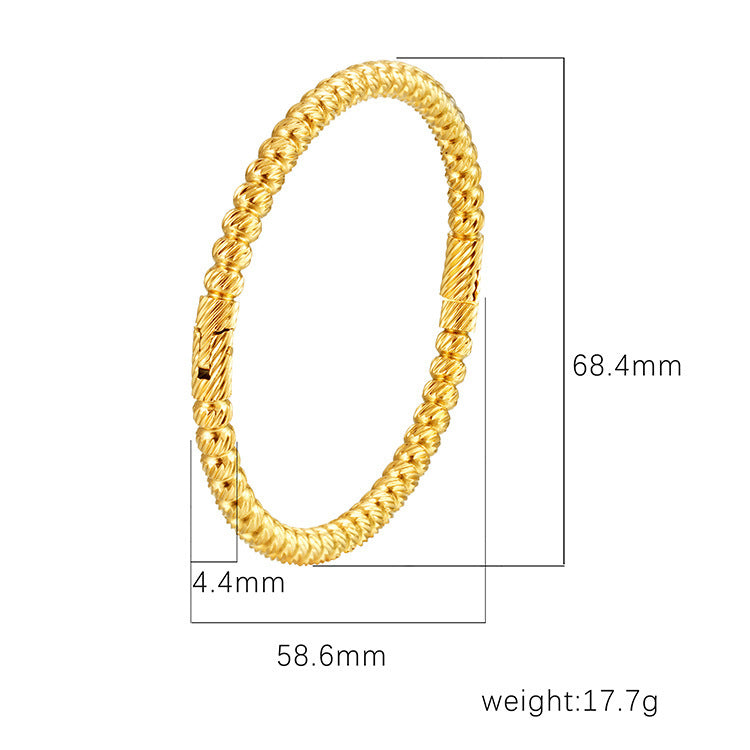 Chic Women's Open-End Stainless Steel C-Shaped Cuff Bracelet