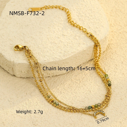 Durable Niche Ins Stainless Steel Natural Stone/Pearl Bangle